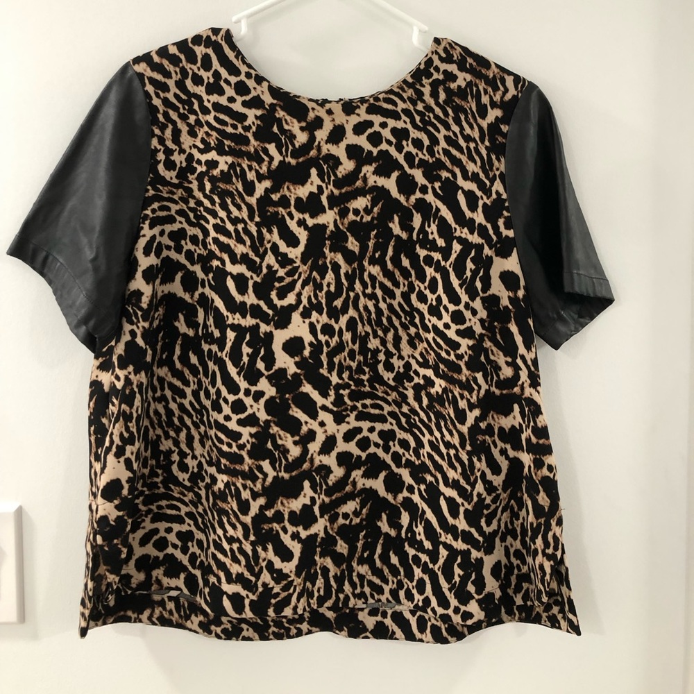 H&M Cheetah Print and Leather Top